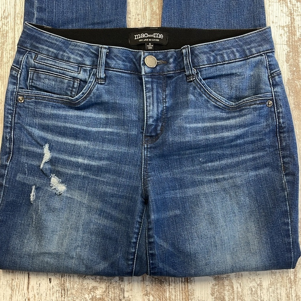 Mac and Me You Are So Loved Distressed Straight Leg Jeans Size 6 - Picture 2 of 10
